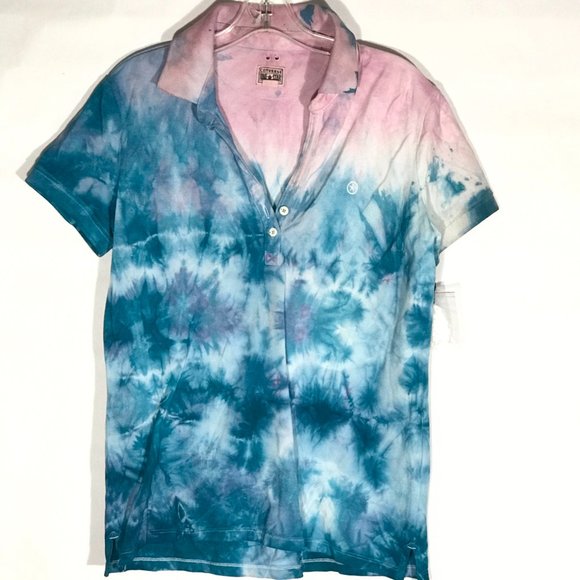 Converse Tops - CONVERSE POLO CUSTOM Short Sleeve Pink Blue